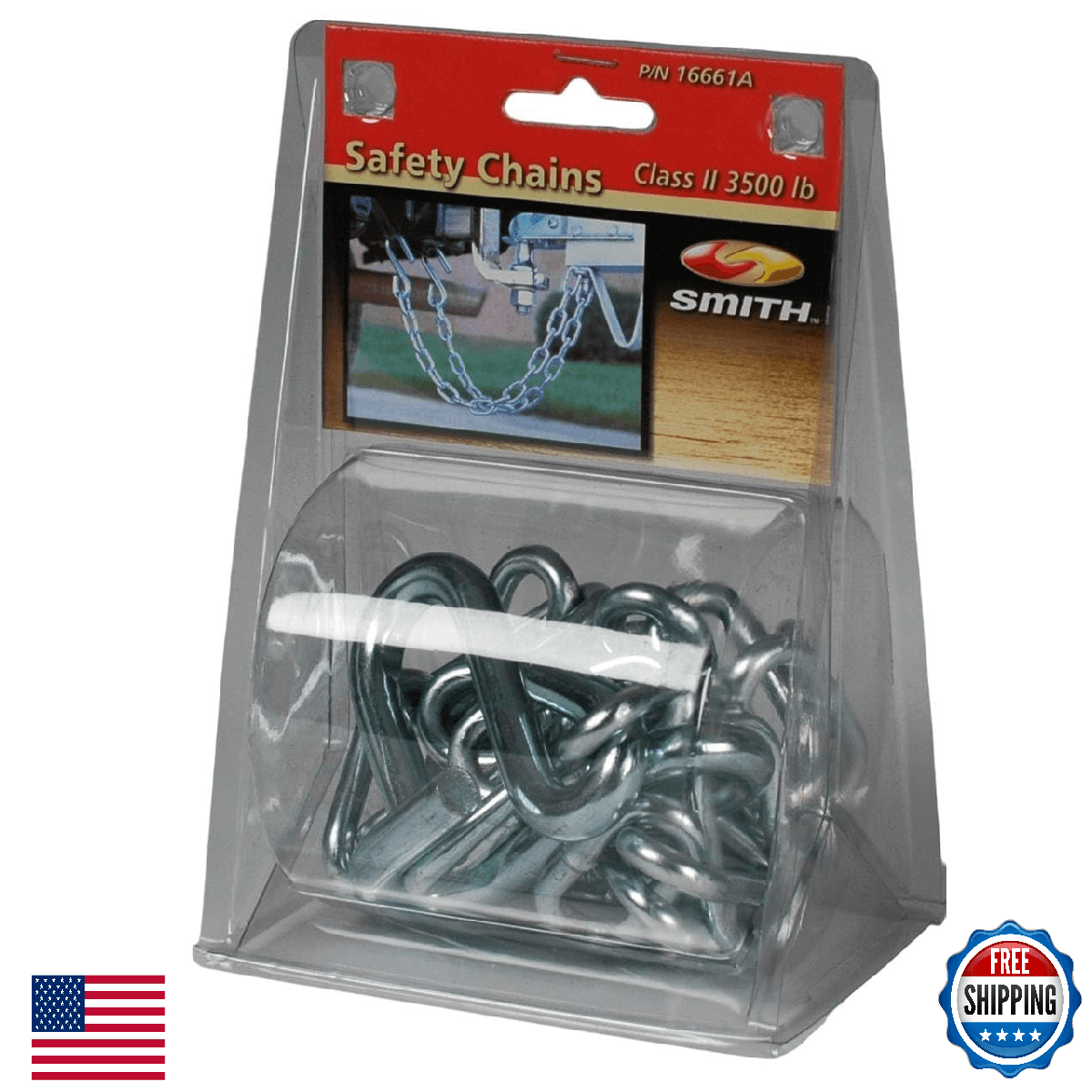 CE Smith 16661A Class II Safety Chain Set 3500 lbs S-Hook Boat Trailer Towing - Image 1