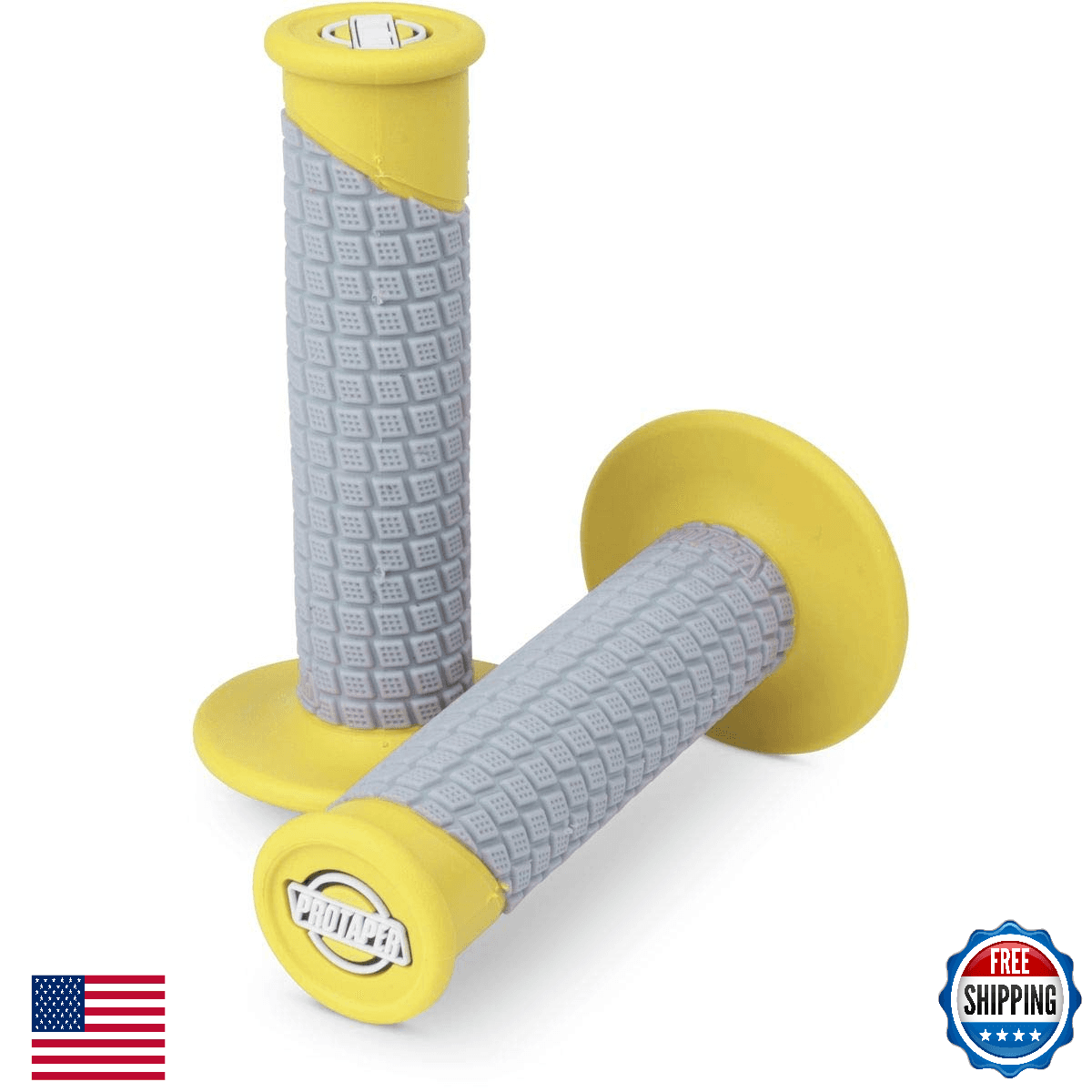 Pro Taper Clamp-On Grips Pillowtop Yellow Grey - Easy Install - Image 1