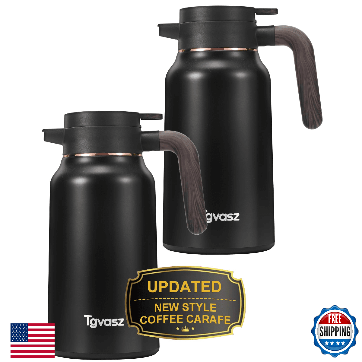 2 PCS Thermal Coffee Carafe 70 oz - 36 Hour Hot Stainless Steel Carafes for Hot - Image 1