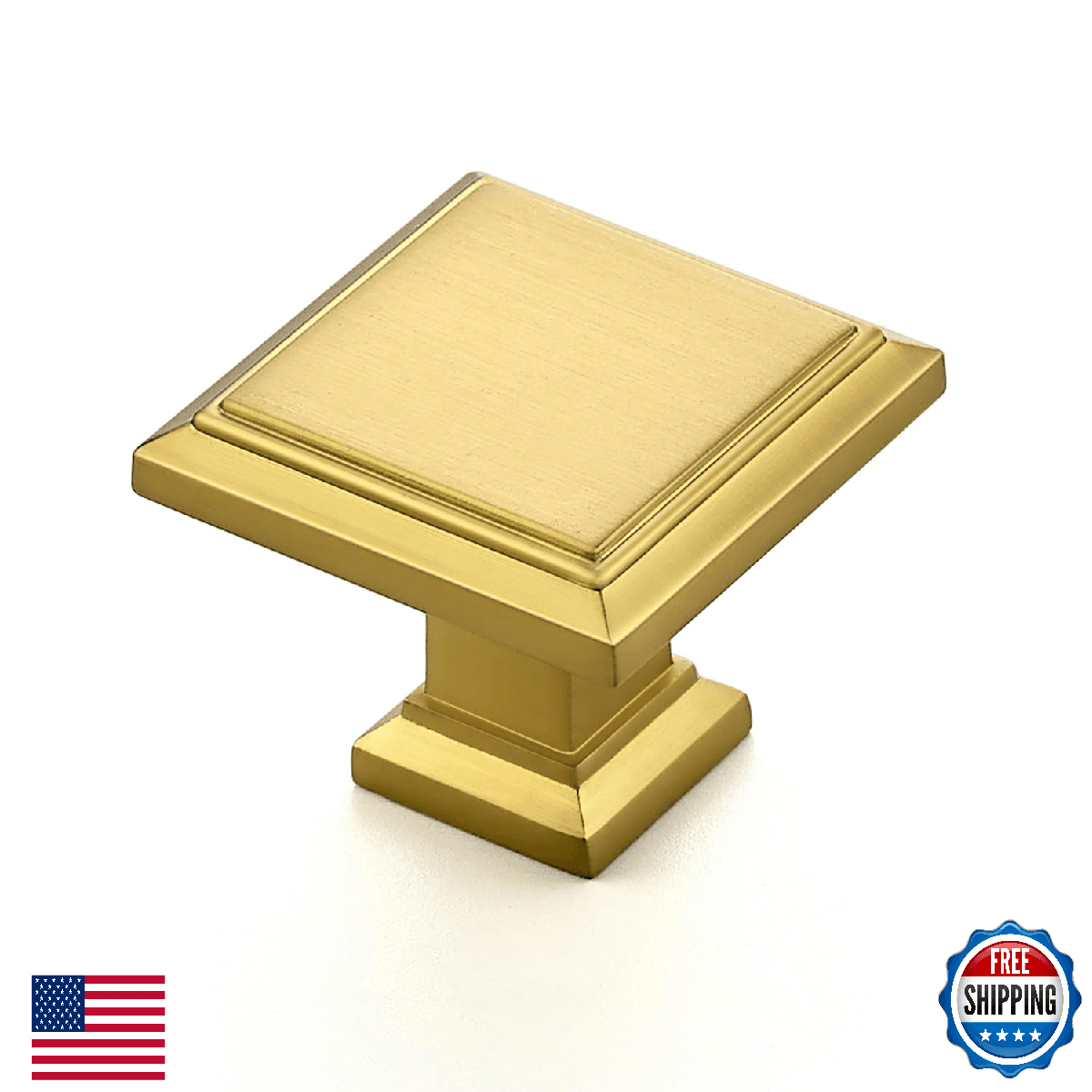 Ravinte 30 Pack 1-3/16 Inch Brushed Brass Kitchen Square Cabinet Knobs Solid Dra - Image 1