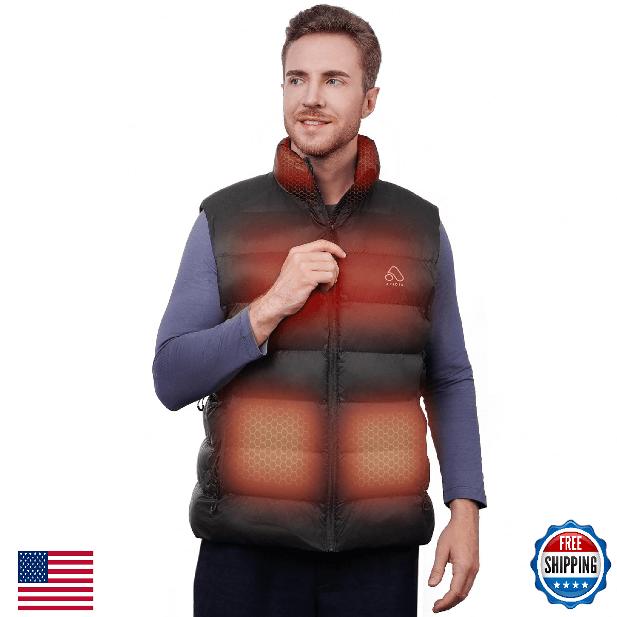 AVIDIA Heated Vest for men with Battery Pack, Rechargeable, Carbon NanoTube-1S F - Image 1