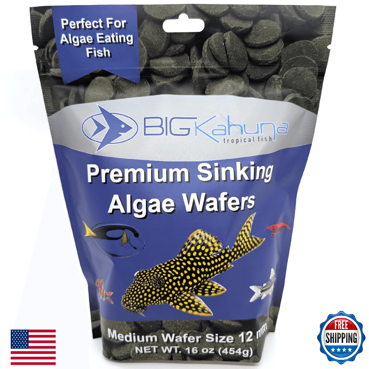 BIG KAHUNA TROPICAL FISH Medium 12mm Algae Wafer - Algae Wafers for Bottom Feede - Image 1
