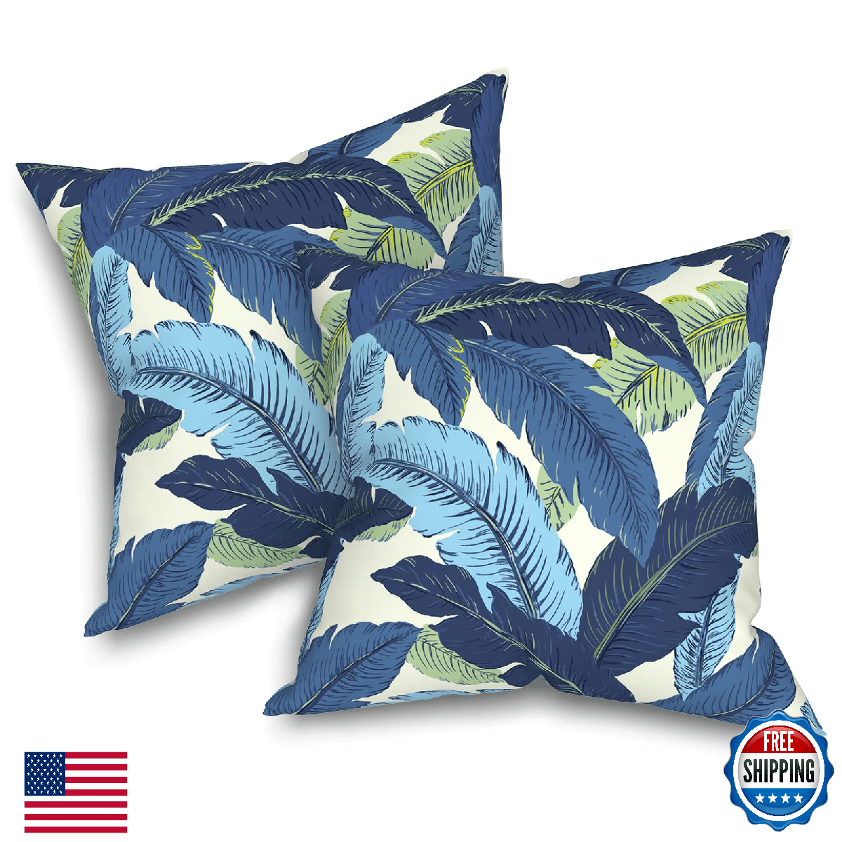 Melody Elephant Outdoor Throw Pillows w/ Inserts 20x20", Square, Set of 2 - Image 1