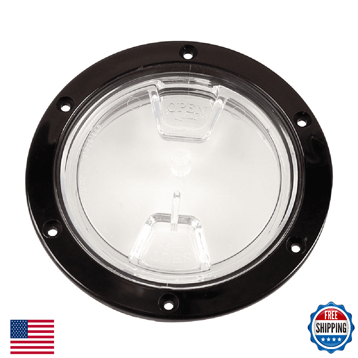Beckson 4" Clear Center Screw Out Deck Plate - Black - Marine Access - Image 1