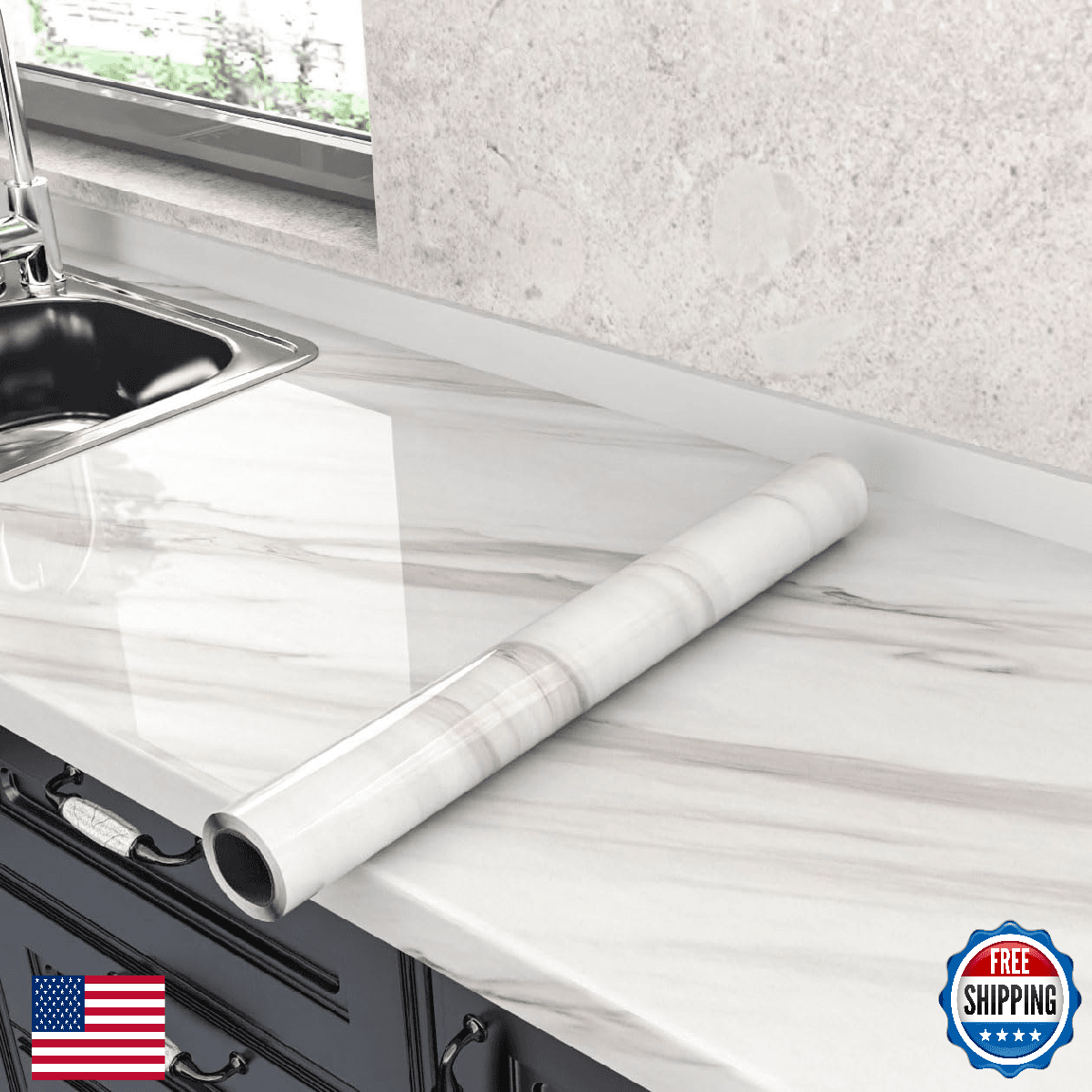Sevalo Marble Contact Paper Peel and Stick Countertops for Kitchen Countertop Pe - Image 1