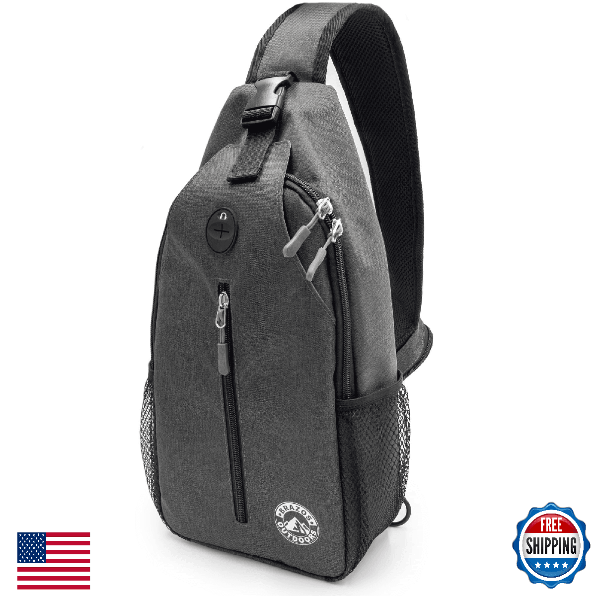 Brazos Crossbody Sling Hiking Daypack - 6 Pockets, Removable Phone, Reversible