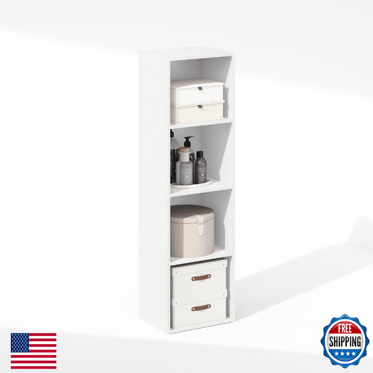 Furinno Reed Closet Organizers and Storage, 4-Tier Closet Organizer, Open Shelf