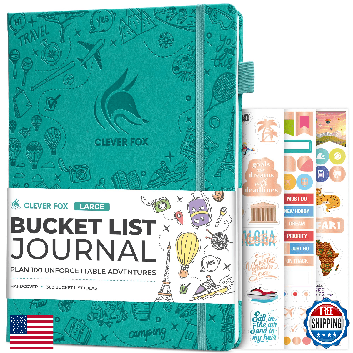 Clever Fox Bucket List Journal Large – Inspirational Book for Memories & Adventu