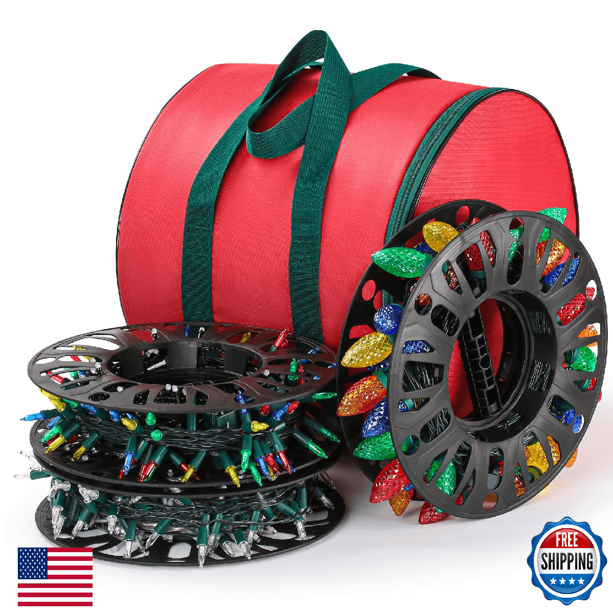 EDSRDUS Christmas Light Storage Reels, 3 Spools and Durable Oxford Storage Bag f - Image 1
