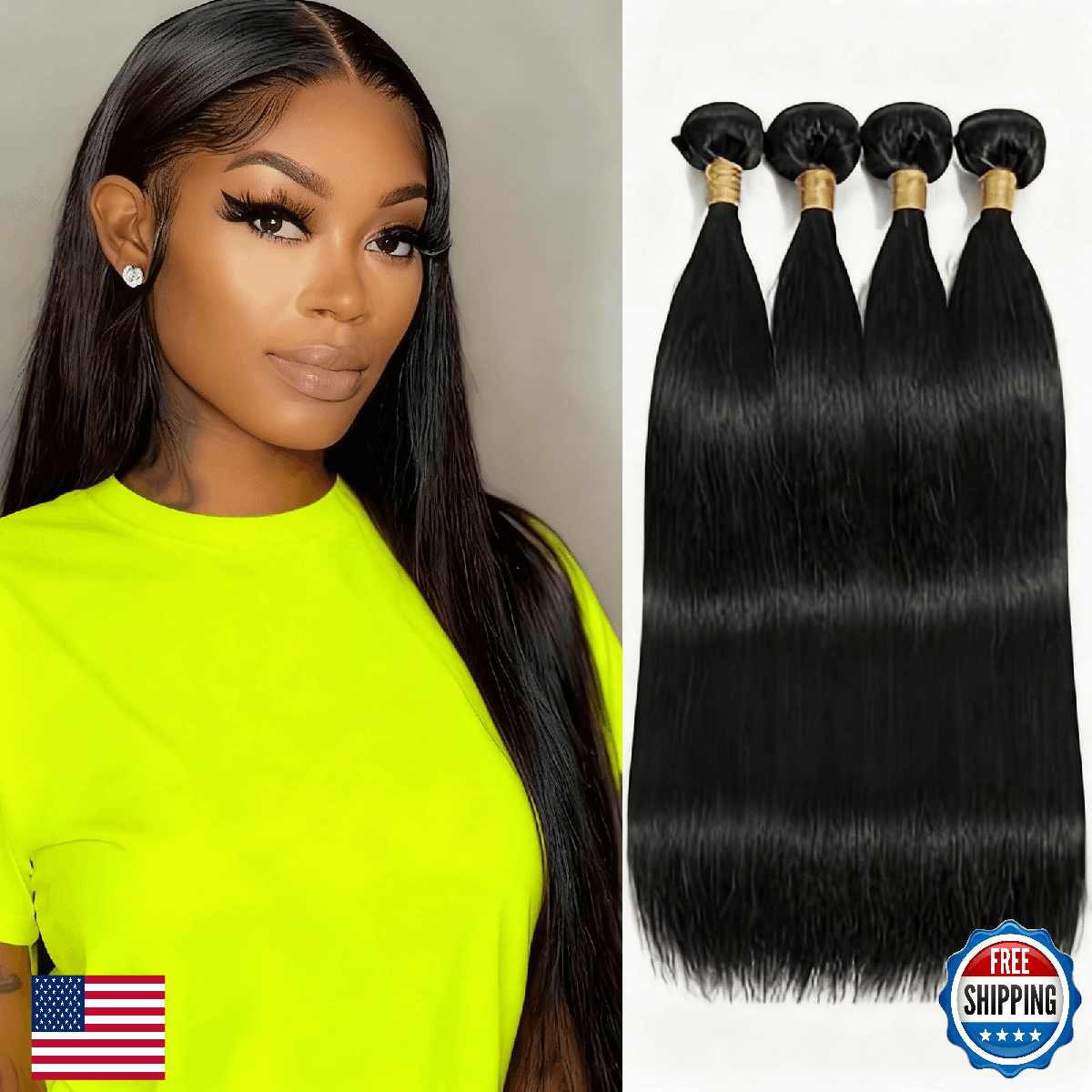 Straight Hair Bundles 10 12 14 16 Inch Brazilian Virgin Straight Bundles 100% Un - Image 1