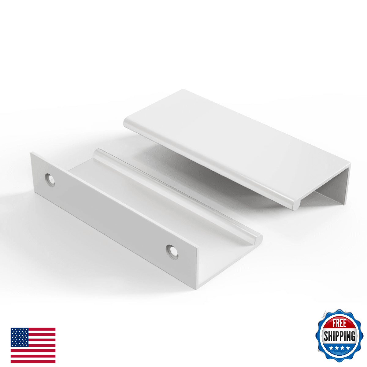 Rergy 10 Pack White Cabinet Pulls 3 Inch Finger Pull for Cabinets Edge Aluminum - Image 1