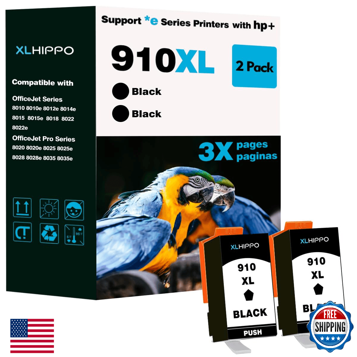 910XL Black Ink Cartridge for 8015e 8025e Replacement for HP 910 XL Black HP910 - Image 1