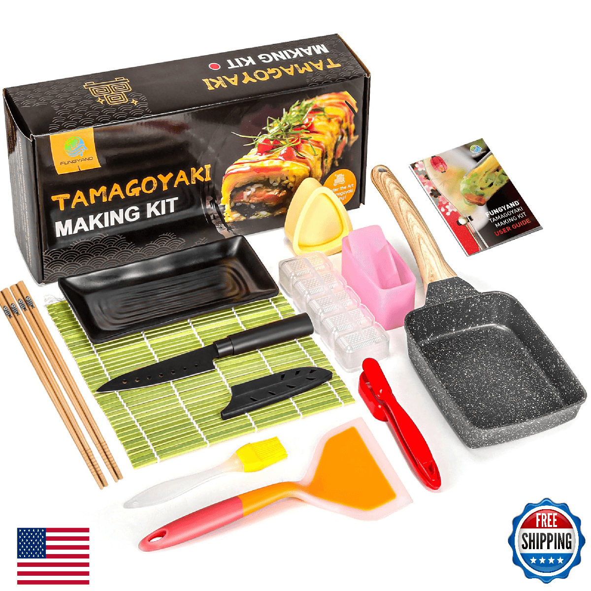 FUNGYAND 12-in-1 Tamagoyaki Pan Set, Omelette Spatula Japanese Knife - Image 1