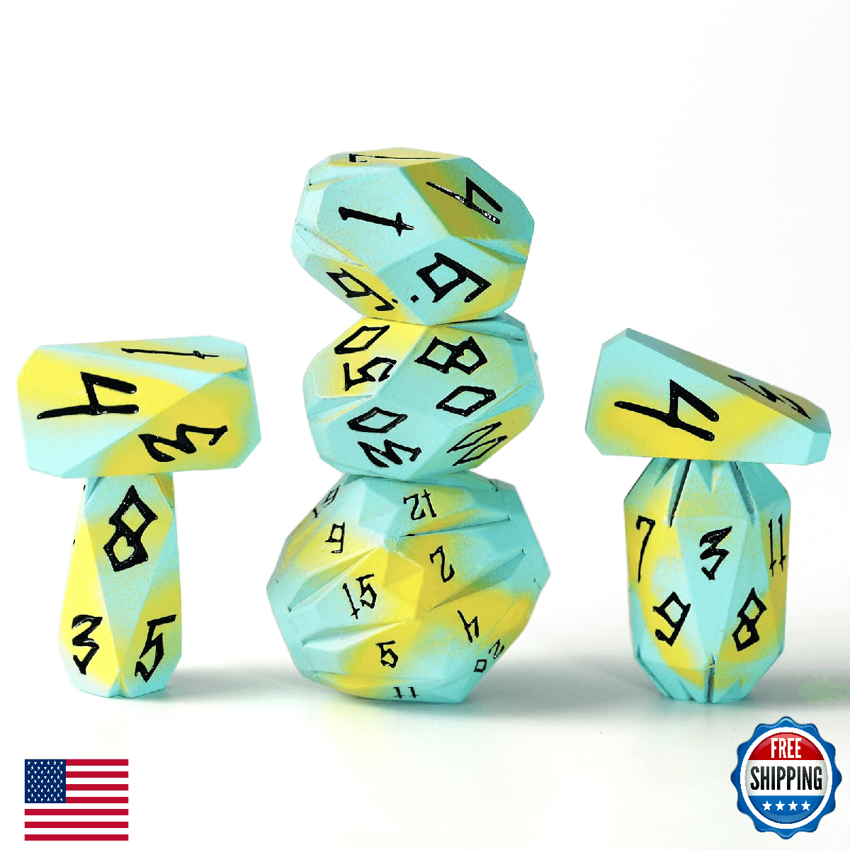 FONVGOGO Metal DND Dice Set, Dungeons and Dragons DND Dice of 7 RPG Dice Set Met - Image 1