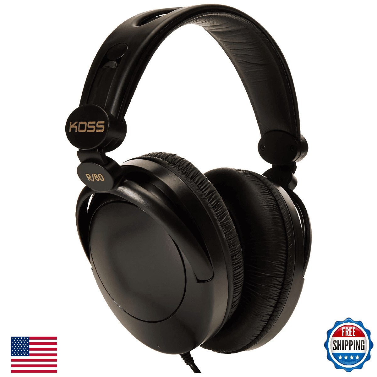 Koss R-80 Over-Ear Headphones Black - Studio Hi-Fi Dynamic Sound - Image 1