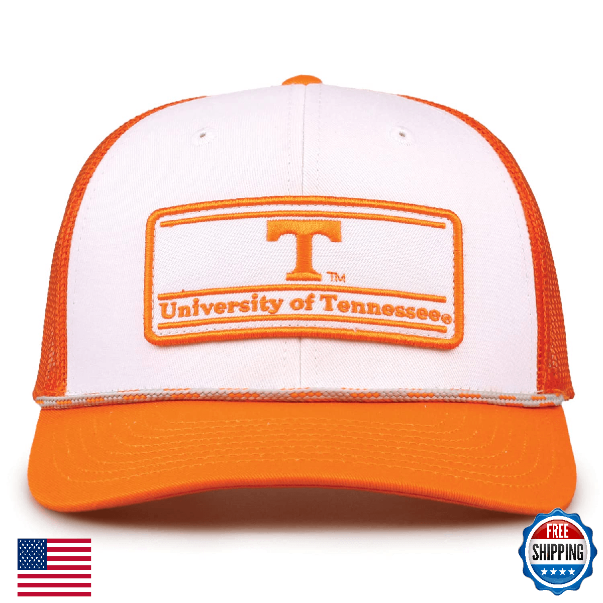 NCAA Tennessee Volunteers Rope Trucker Hat - White/Orange - One Size - Image 1