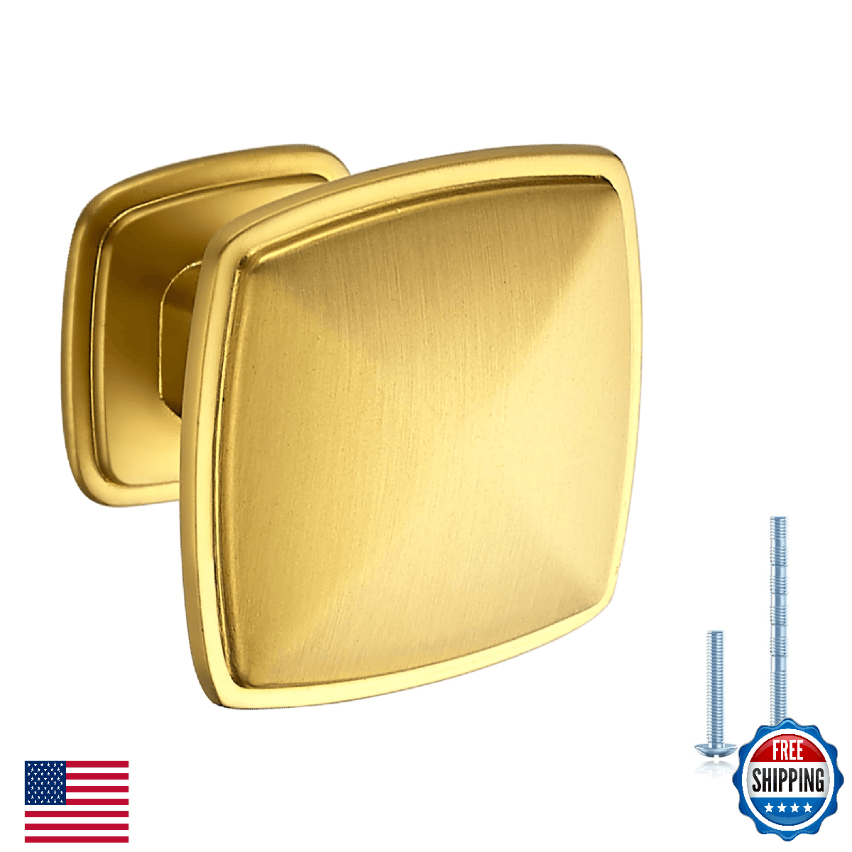 JOY DECOR 20 Pack Brushed Brass Square Cabinet Knob Kitchen Cabinet Knobs Single - Image 1