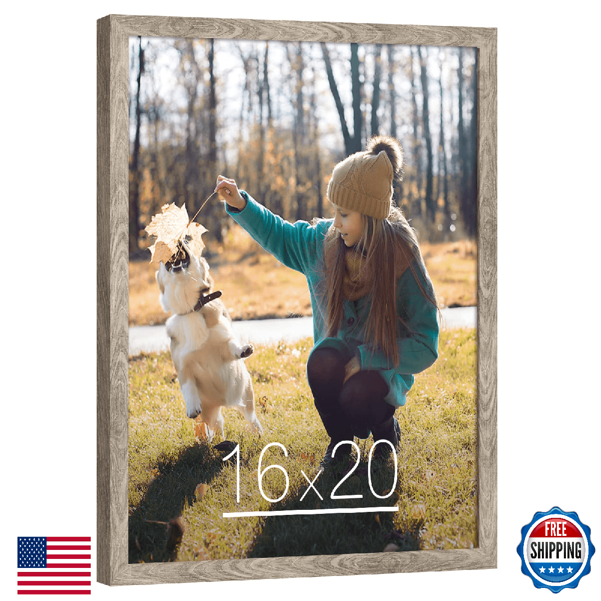 HLiWEGNS Light Gray 16x20 Frame - Single Frame - Rustic Woodgrain Poster Frame w - Image 1