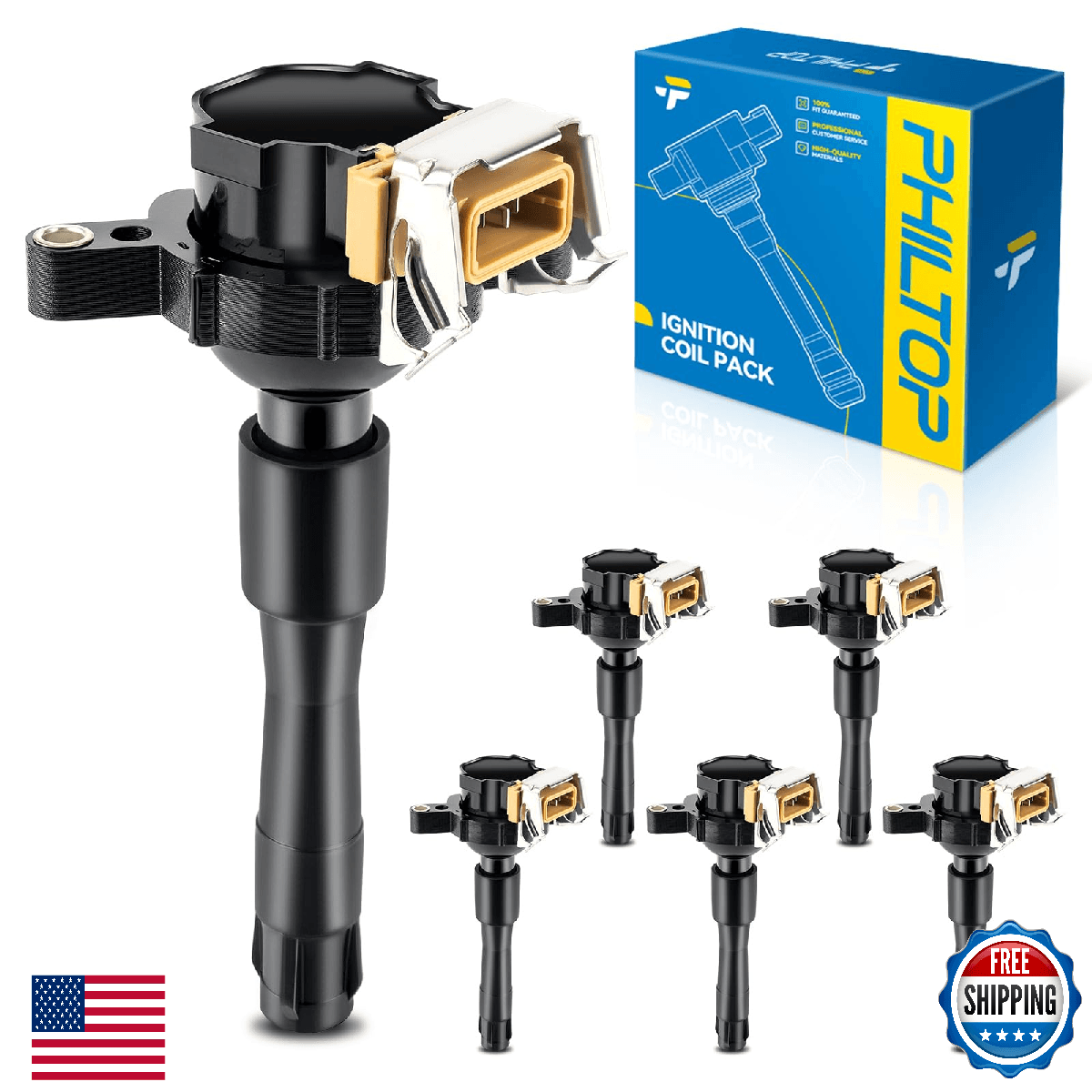 PHILTOP UF300 Ignition Coil Pack for BMW Z3 325i 330i 530i X5 Range Rover - Image 1