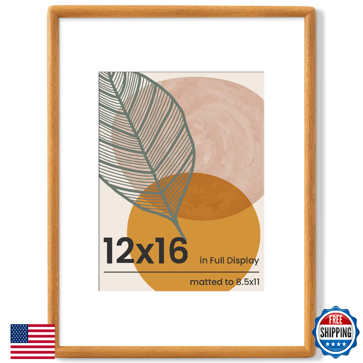 Axeman 12x16 Frame - Solid Teak Wood 12x16 Picture Frame With Mat for 8.5x11 - R - Image 1