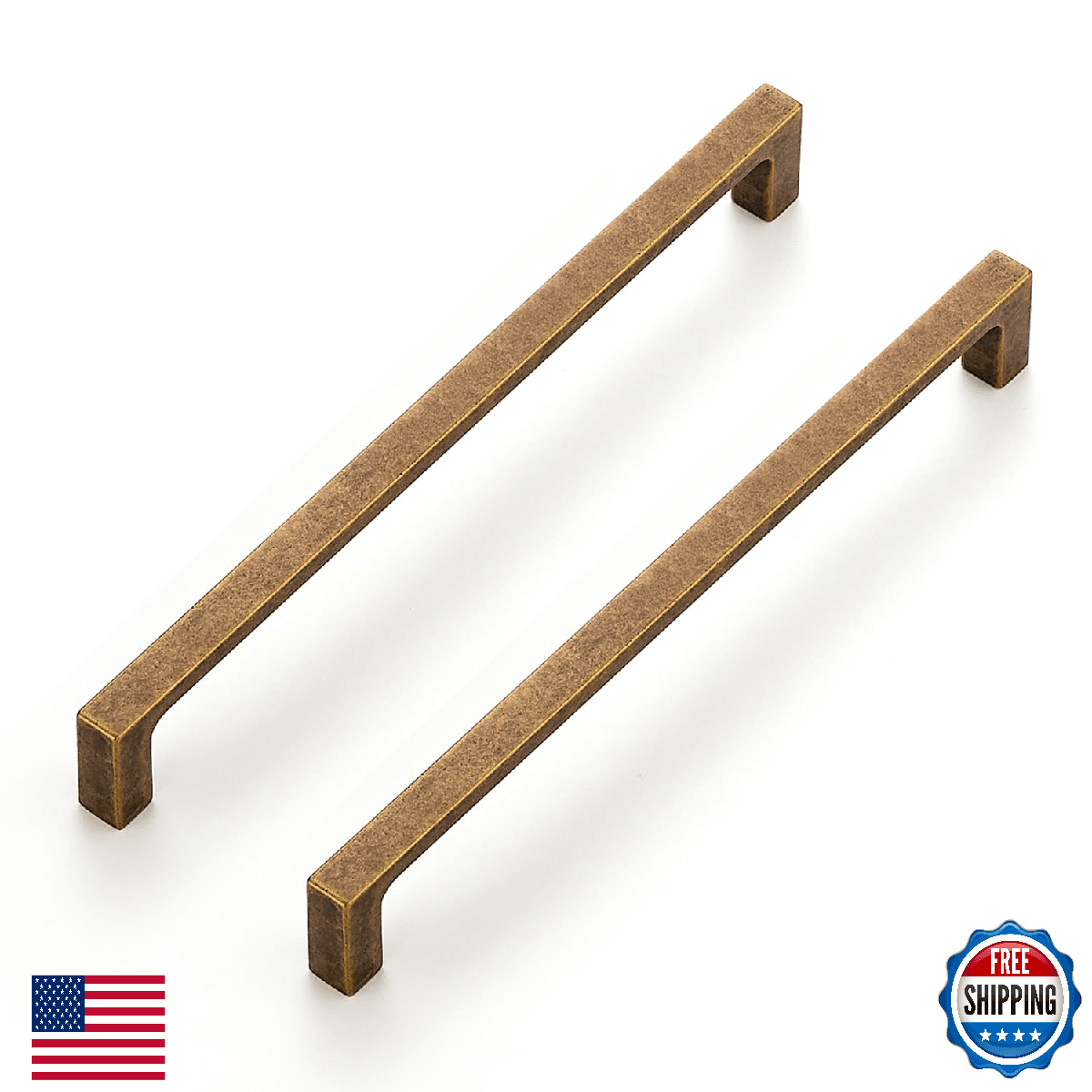 Ravinte 5 Pack Solid 7.5 Inch Kitchen Square Cabinet Handles Antique Brass Drawe - Image 1