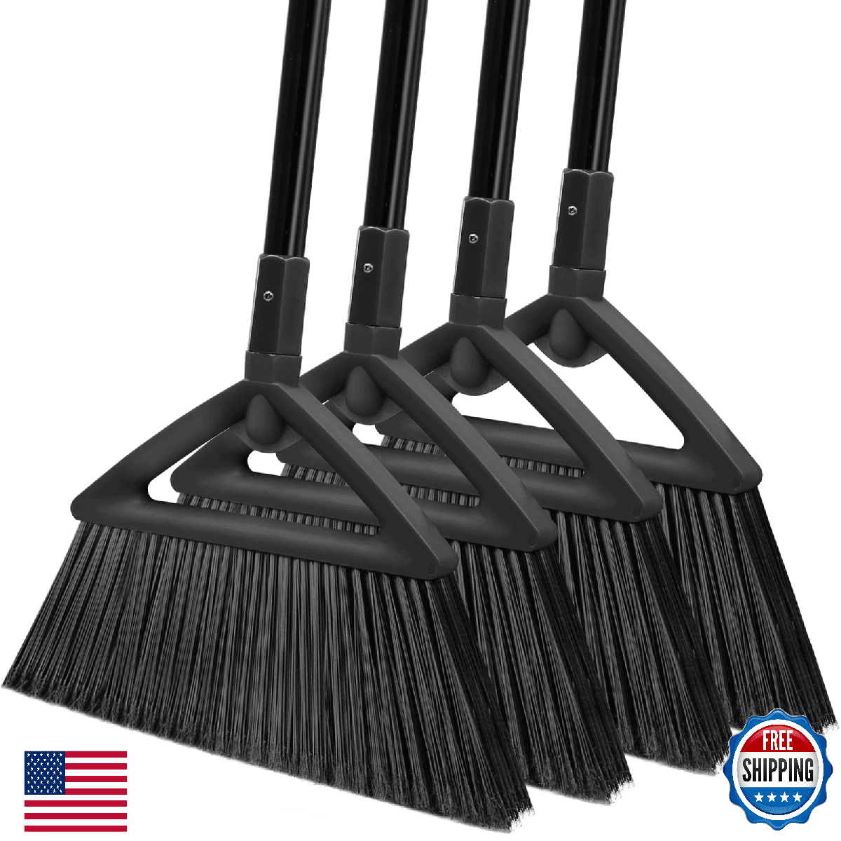 SZJYHQY Heavy Duty Broom 4PCS Indoor Outdoor Angle Broom Long Pole Courtyard Gar - Image 1