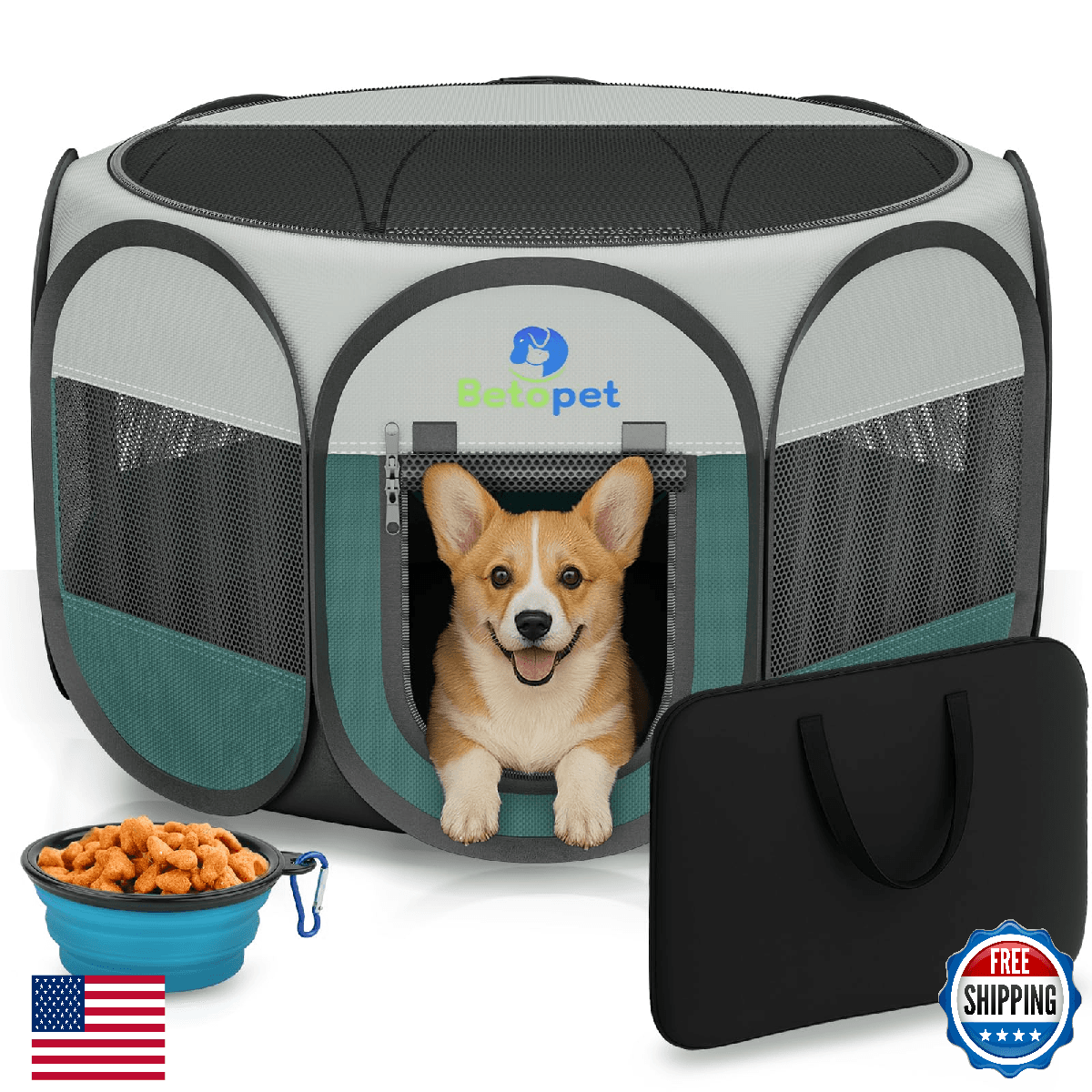 Playpen for Small Dogs Cats Crate: Puppy Play Pen Indoor Outdoor Foldable Potabl - Image 1