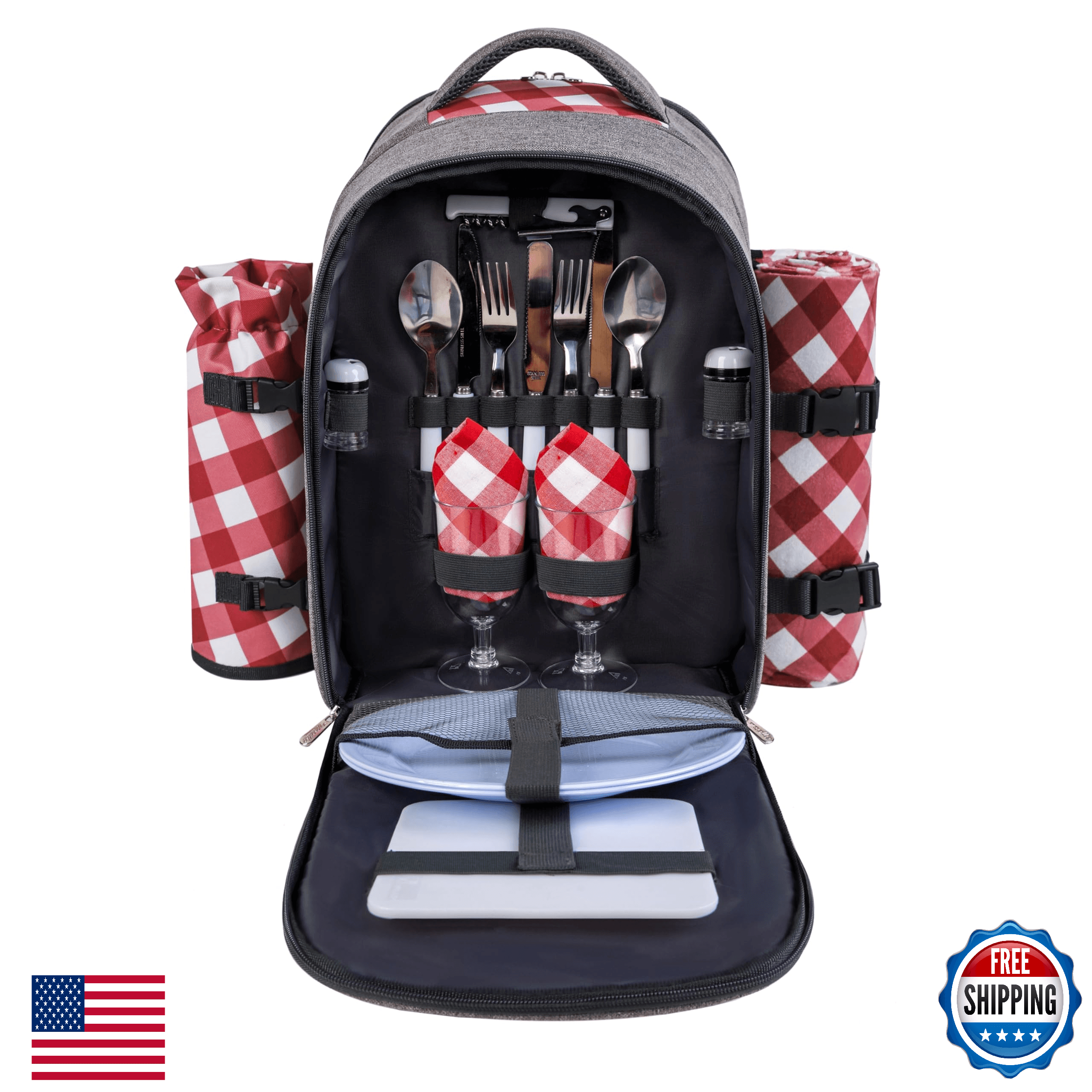 apollo walker Picnic Backpack Bag with Cooler Compartment, Detachable Bottle/Win - Image 1