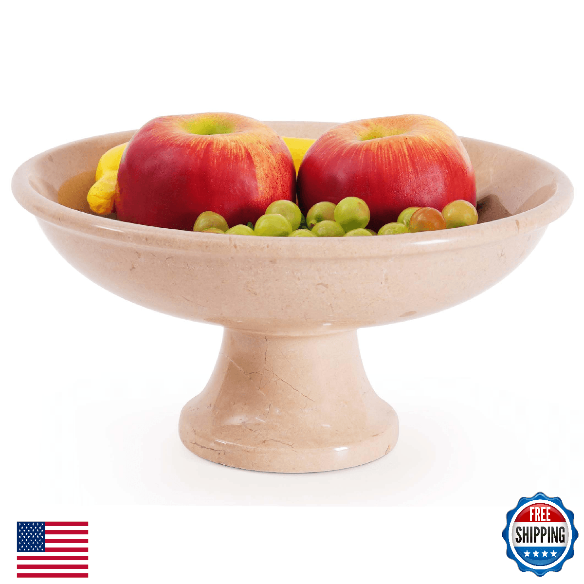 Radicaln Marble Fruit Bowl For Kitchen Counter 10" Inches Verona Handmade Modern - Image 1
