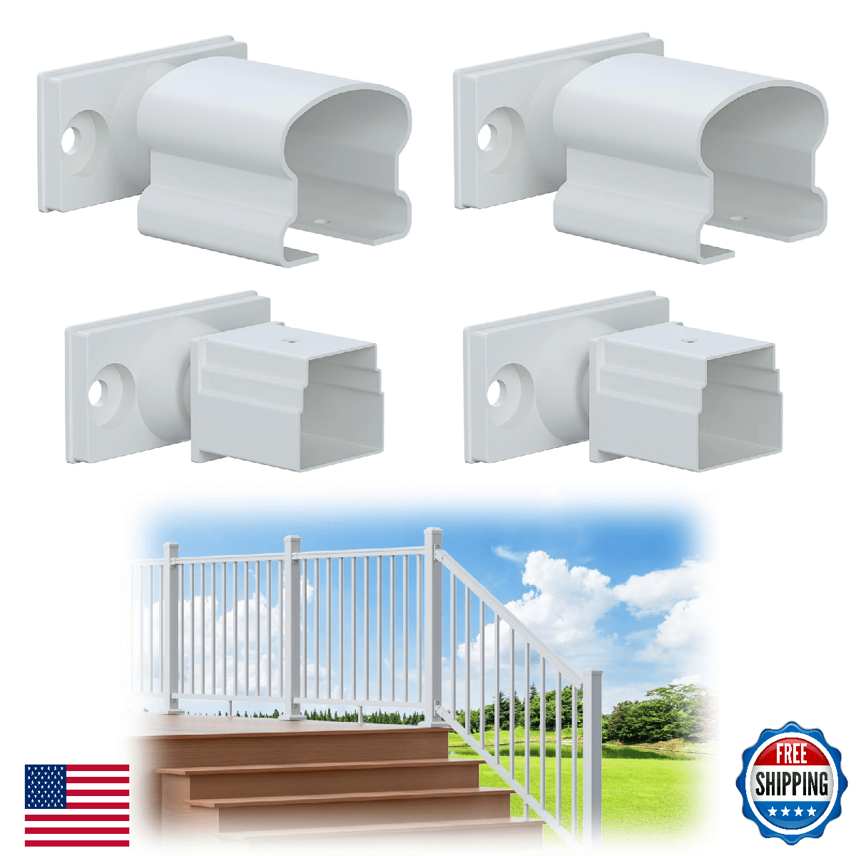 Egadis 4 Pack Aluminum Deck Railing Bracket Connector, Adjustable Railing Bracke - Image 1
