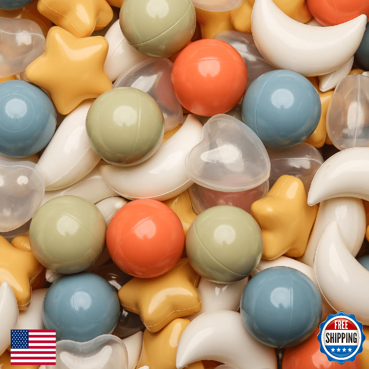 TRENDPLAY Star Ball Pit Balls 200-Piece Set: Vibrant Mix of Shapes - Mix Stars S - Image 1