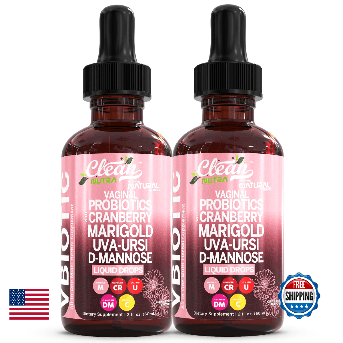VBiotic Vaginal Probiotic for Women Liquid Drops | Womens Probiotics | Cranberry - Image 1