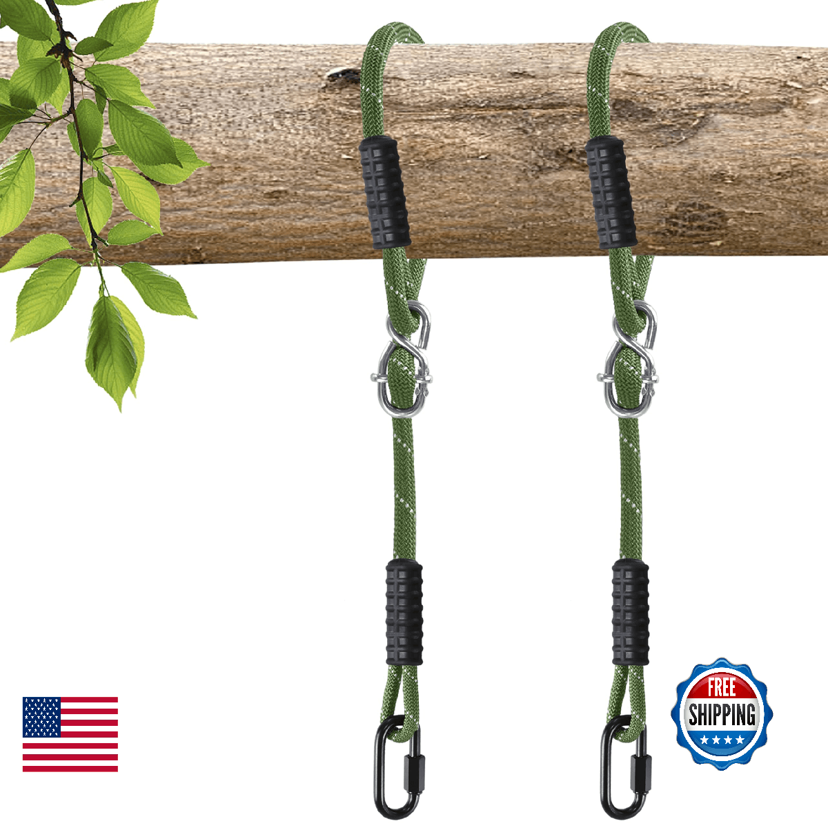 2 PC Heavy Duty Tree Swing Ropes Hammock,Tree Swings Hanging Straps,Adjustable E - Image 1