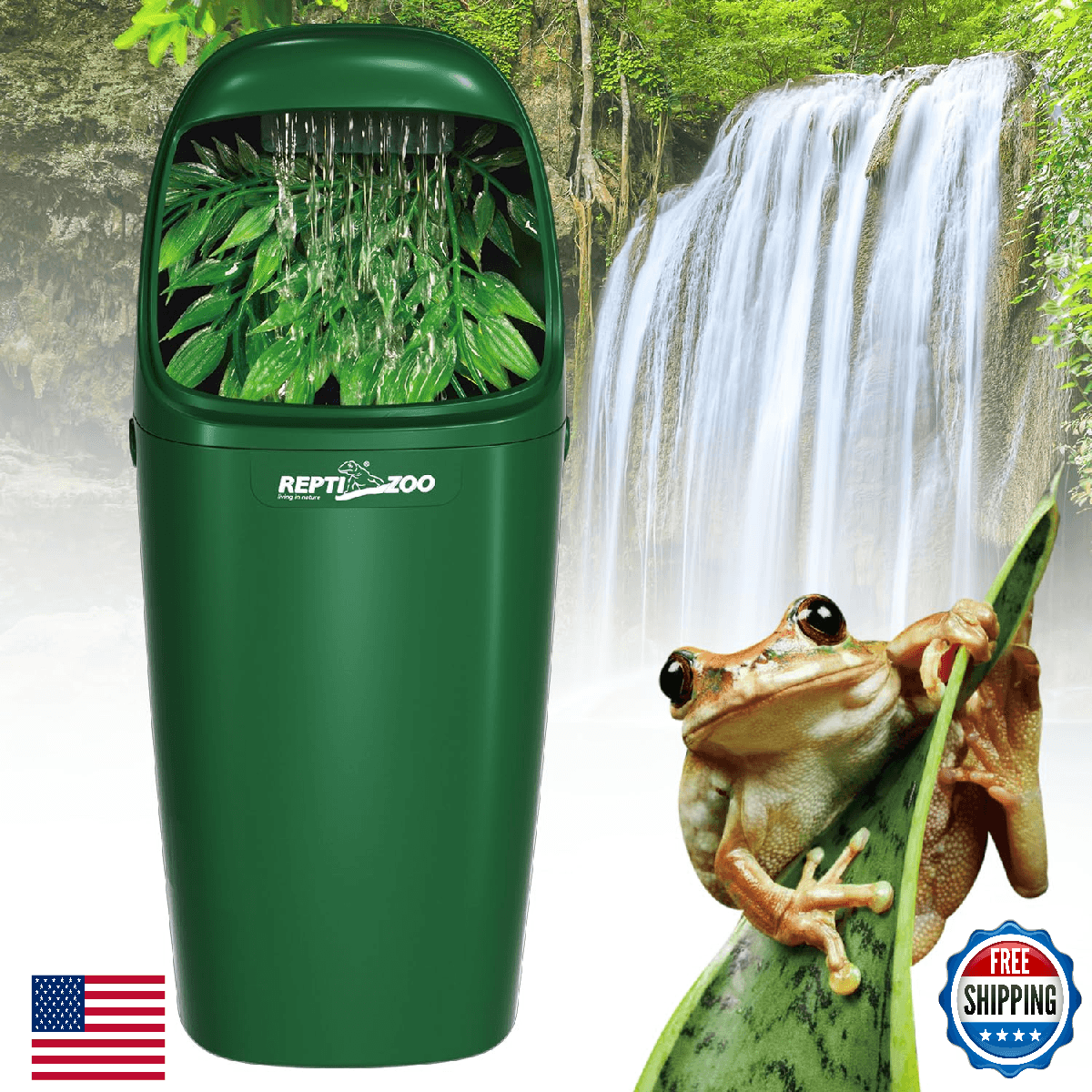 REPTIZOO Reptile Waterfall Drinking Fountain Water Dispenser - 800ml Quiet Pump - Image 1