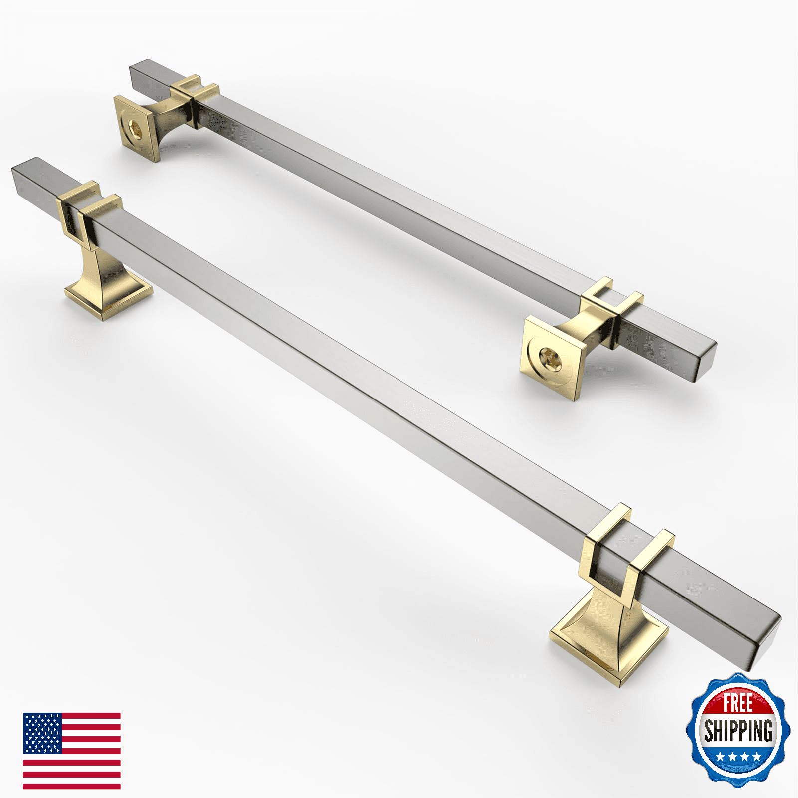 Asidrama 10 Pack 7.5 Inch Satin Nickel Gold Kitchen Cabinet Handles Drawer Pulls - Image 1
