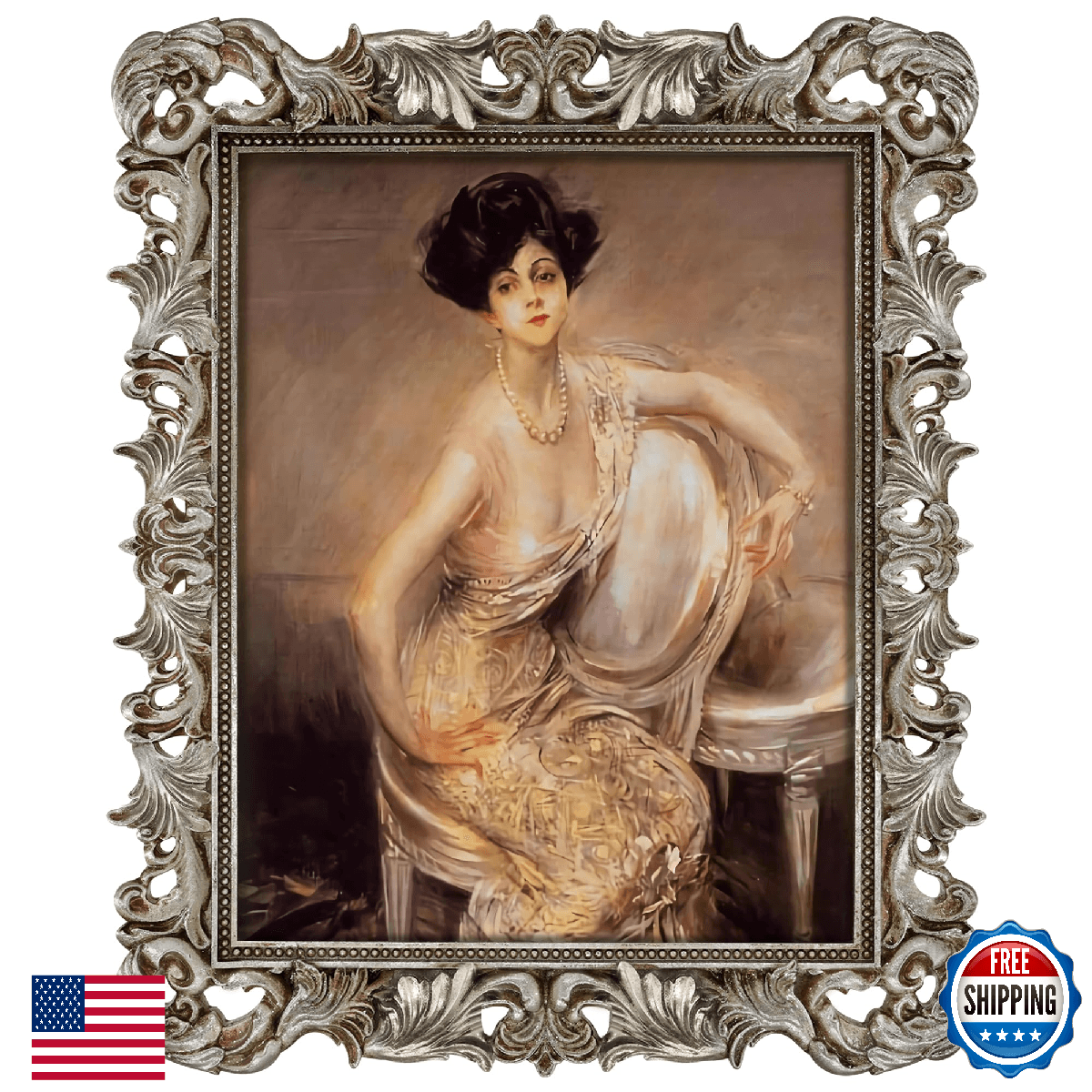 FJXMFRAME 11x14 Silver Ornate Vintage Antique Picture Frame for Wall Display - Image 1