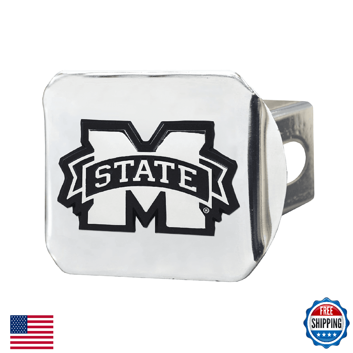 FANMATS Mississippi State Bulldogs Chrome Metal 3D Hitch Cover for 2" Hitches - Image 1