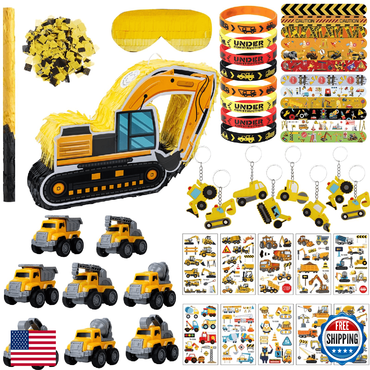 Construction Dump Truck Pinata for Boy Kids Birthday Party Tractor Excavator - Image 1