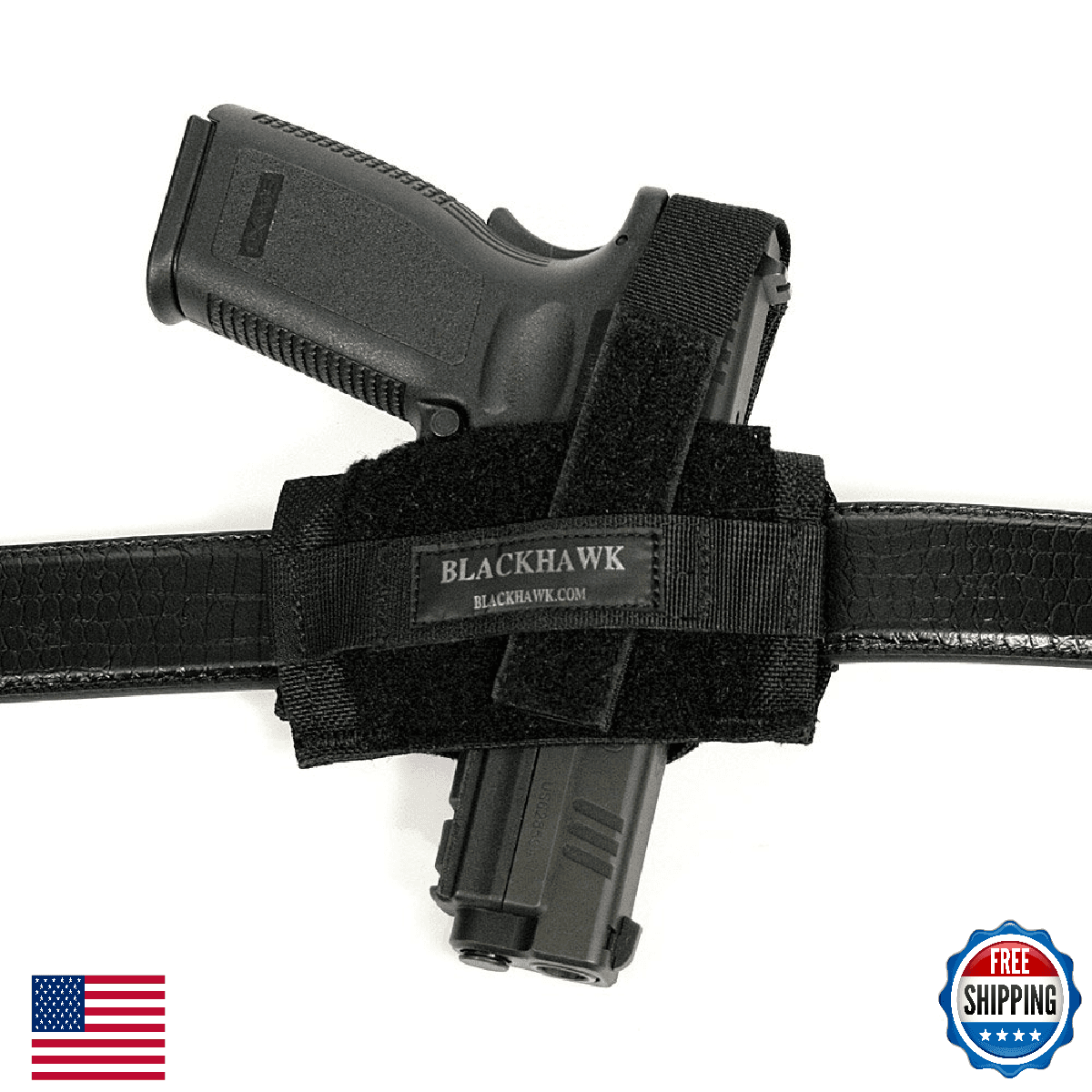 BLACKHAWK 40FB02BK Ambidextrous Flat Belt Holster - Most Pistols & Revolvers - Image 1