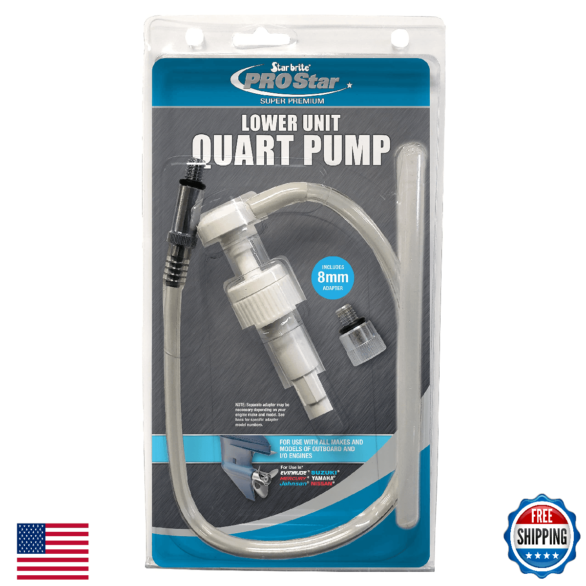 STAR BRITE Lower Unit Quart Pump with 3/8" Fitting + 8MM Adapter 027410 - Image 1