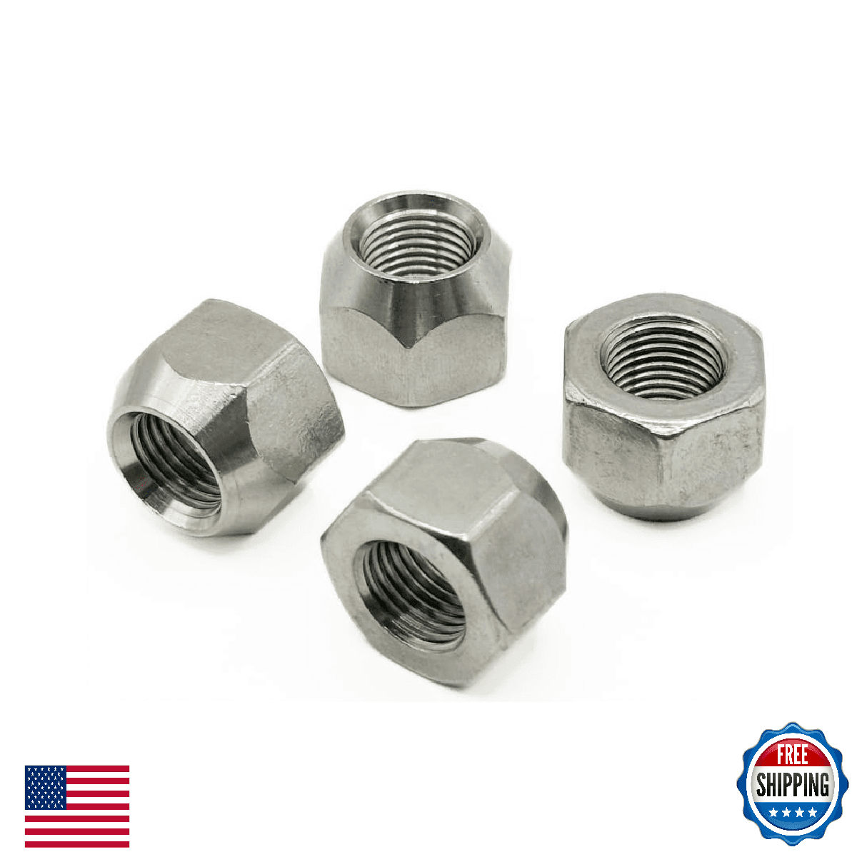MIGHTY FASTENERS 304 Stainless Steel Open Cone Wheel Nuts, 1/2"-20 Thread, Ideal - Image 1