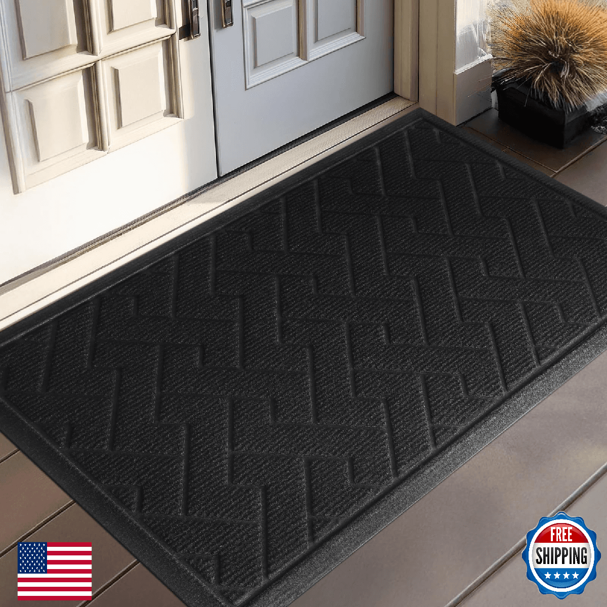LEKEEPGO Door Mat Outside Entrance Absorbent Indoor Outdoor Front Door Mud Dirt - Image 1