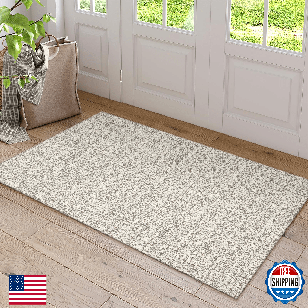Collive Boho 3x5 Washable Area Rugs Kitchen Carpet Rubber Backed Woven Braided - Image 1