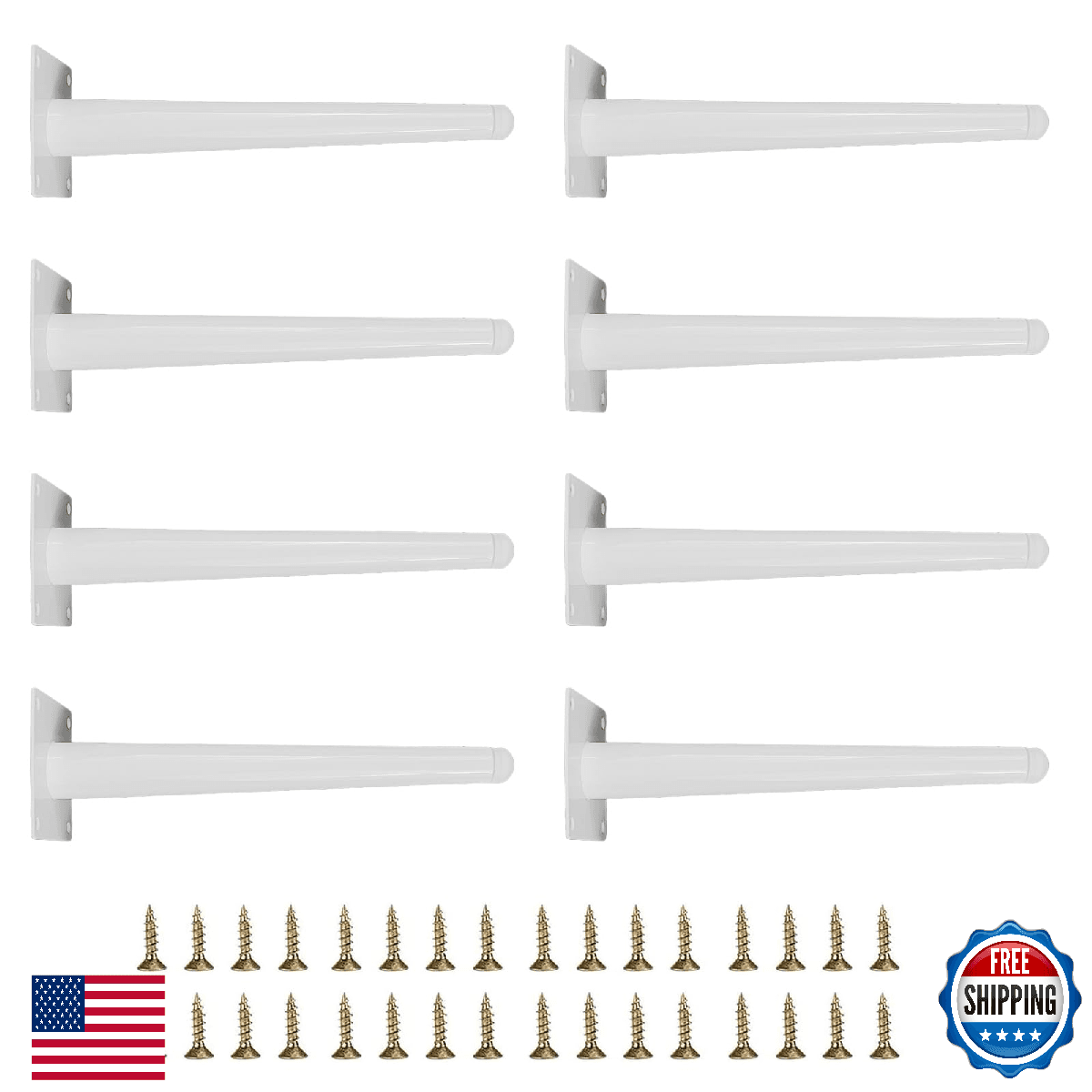 Smaxcn 8pcs 9 7/8 inch White Metal Furniture Legs Straight Cabinet Legs Level Fe - Image 1