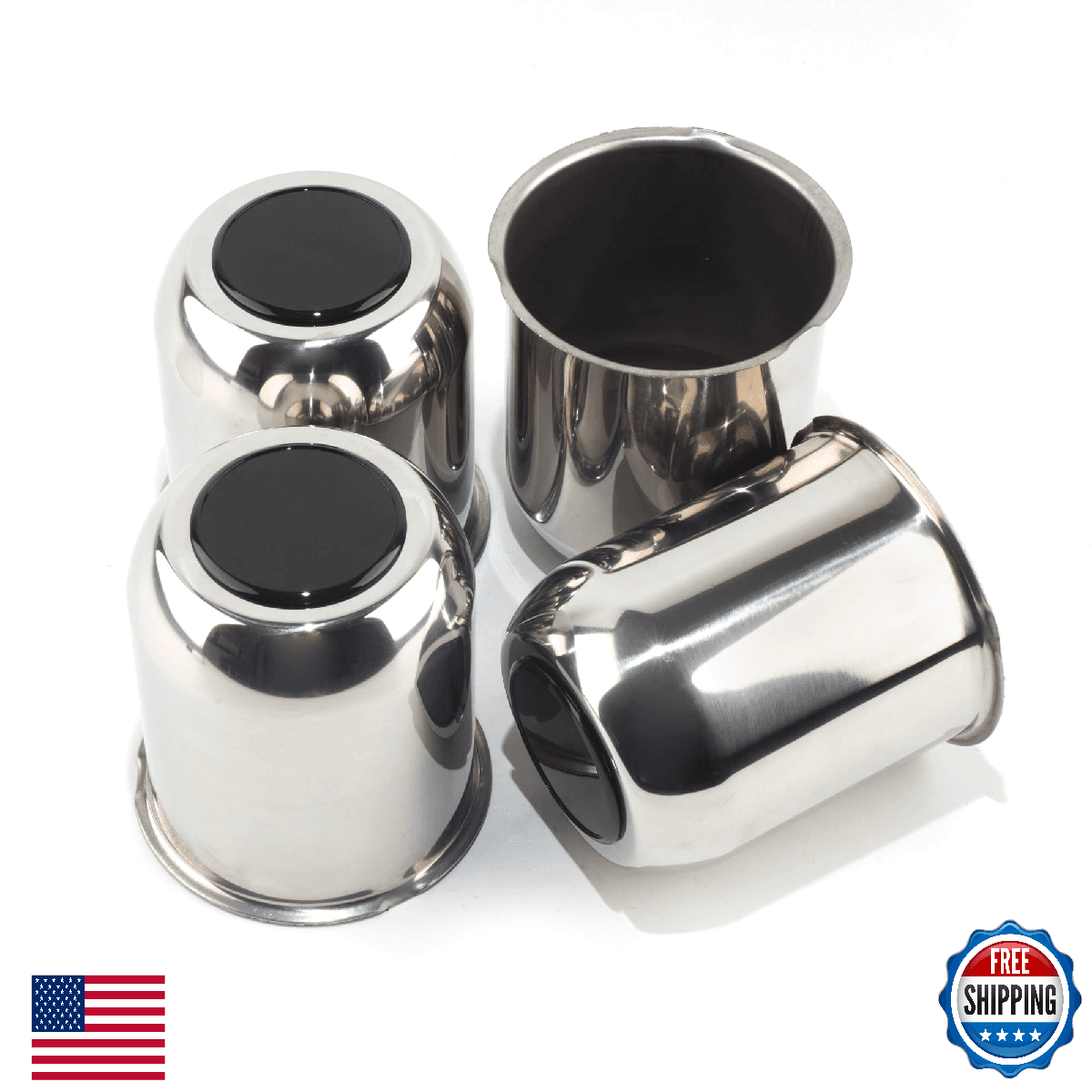 Rheedal 4Pcs 3.74inch Stainless Trailer Wheel Center Caps Push Through 3.74" Bor - Image 1