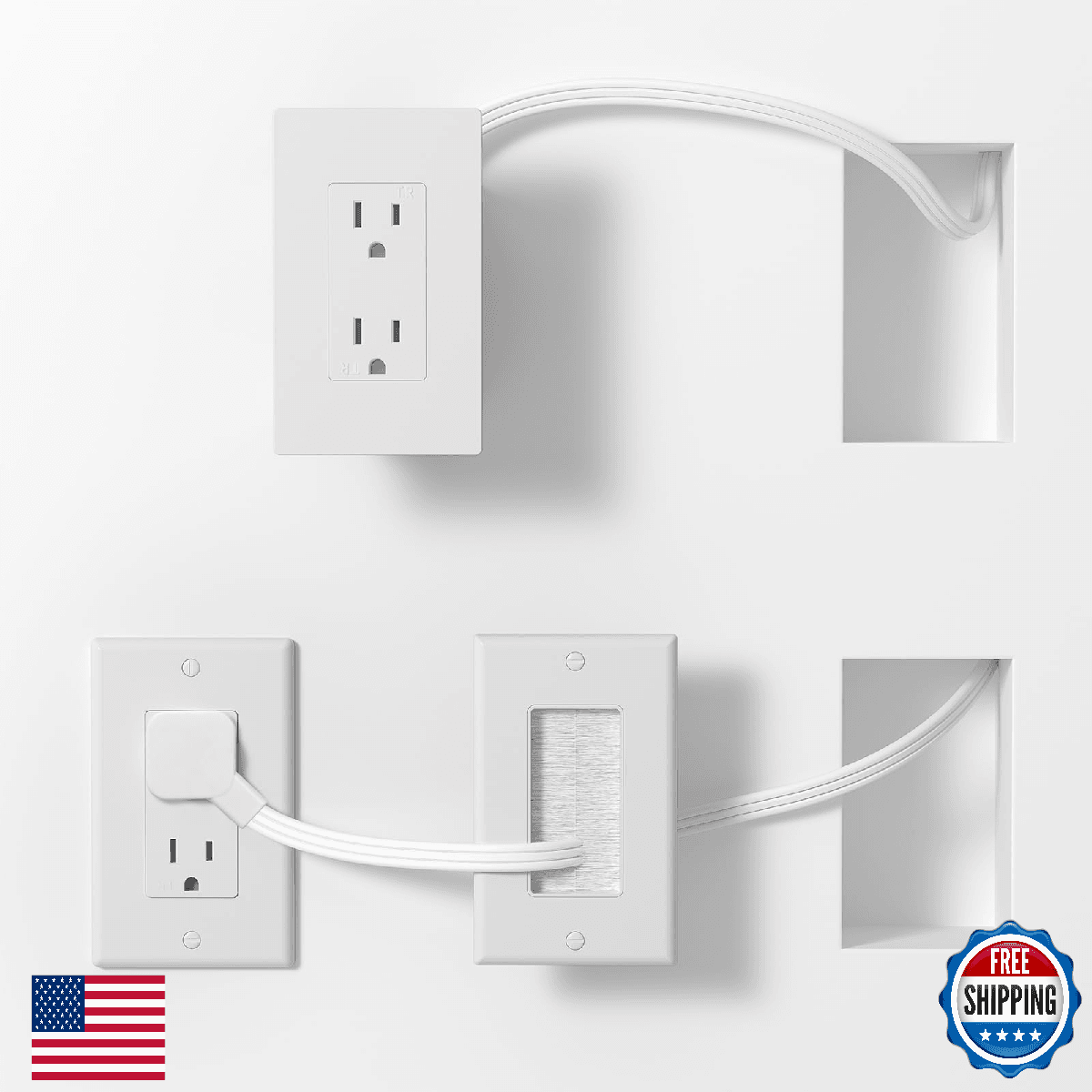 Wall Cable Management Kit,Recessed Outlet Box for Wall Mount TV, Outlet Relocati - Image 1