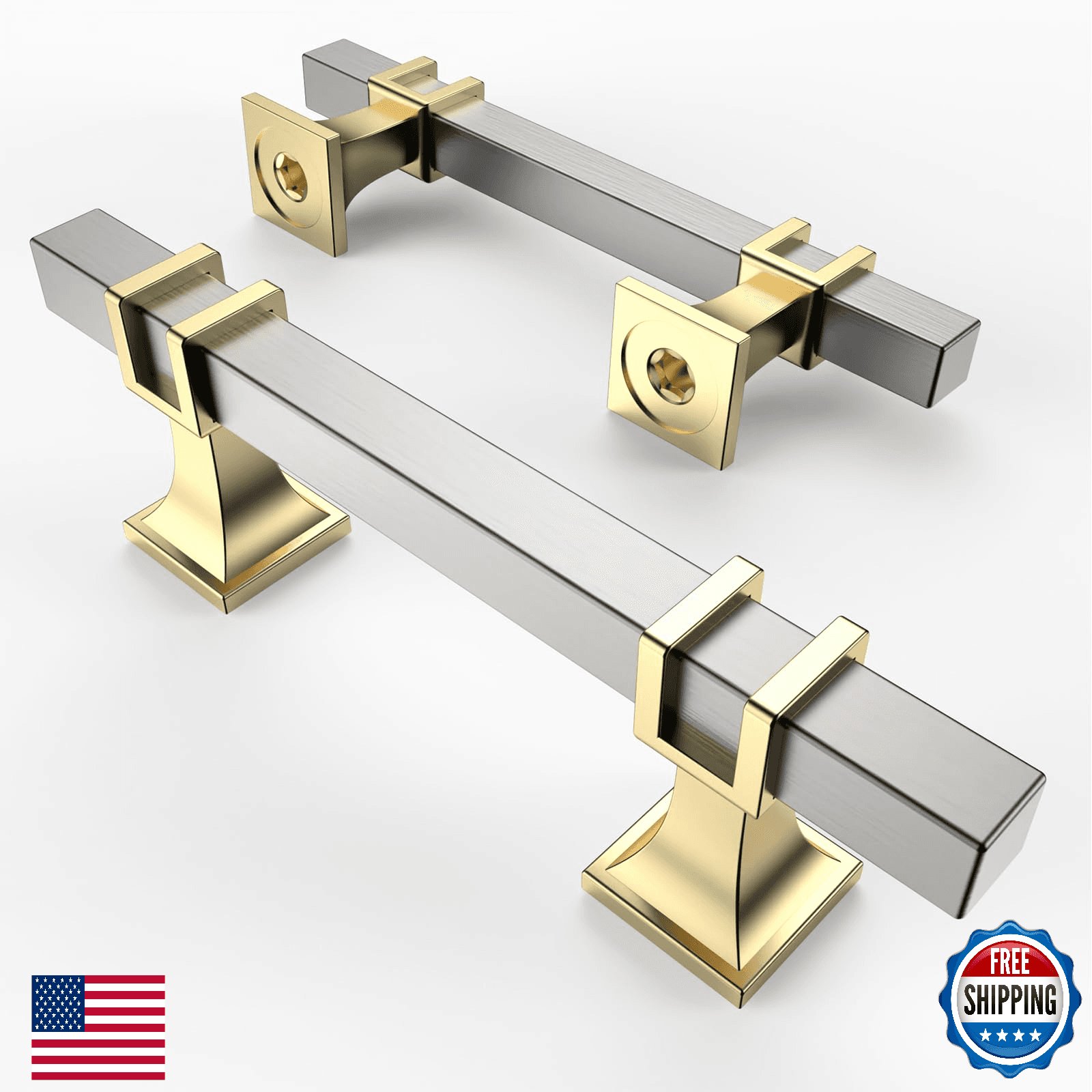 Asidrama 10 Pack 3 Inch Brushed Satin Nickel Gold Kitchen Cabinet Handles Cabine - Image 1