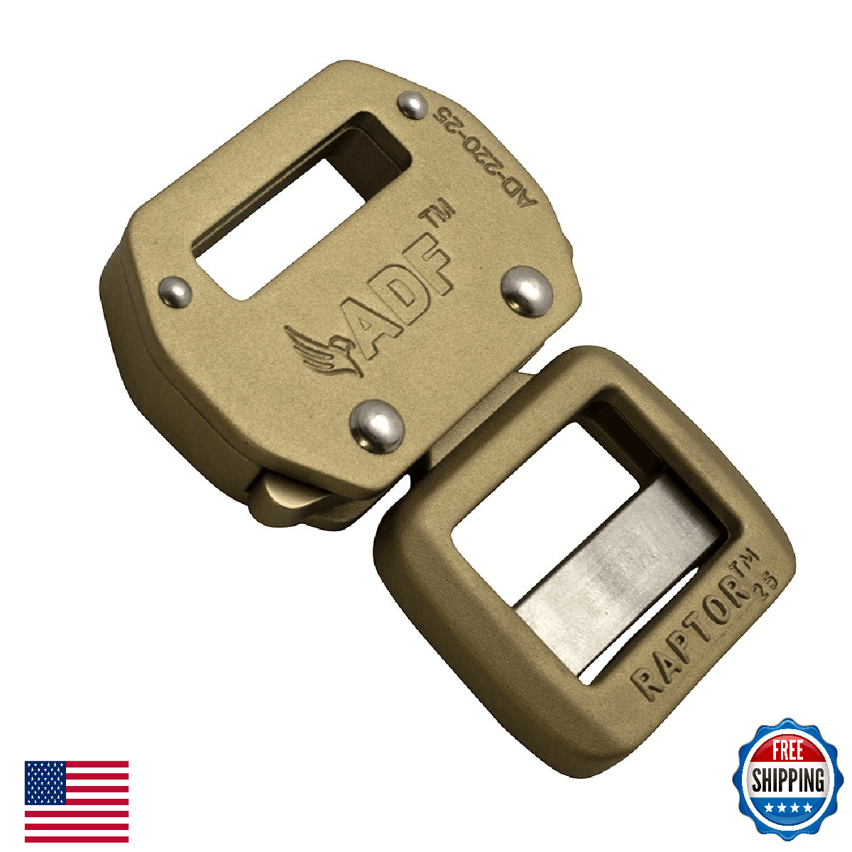 Raptor II Tactical 1" Aluminum Quick Release Belt Buckle Coyote Brown Military - Image 1