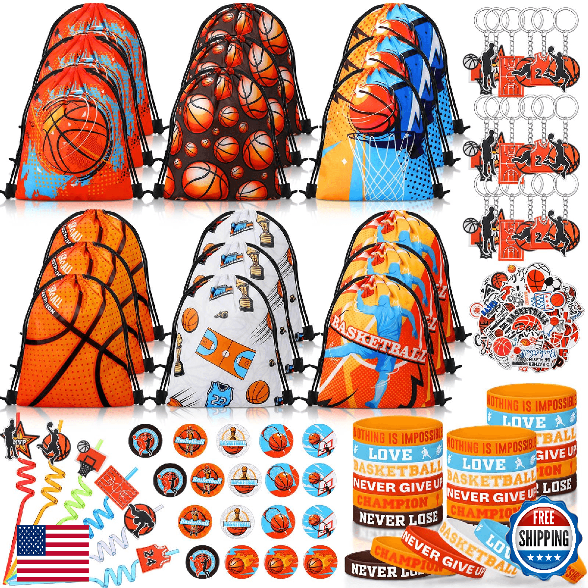 Sadnyy 140 Pcs Basketball Party Favors, Decorations, Supplies for Birthday Parti - Image 1