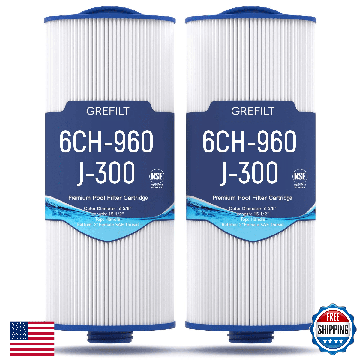 Grefilt 6CH-960 Hot Tub Filter Compatible with PJW60TL-F2S, J-300, J400, Filbur - Image 1